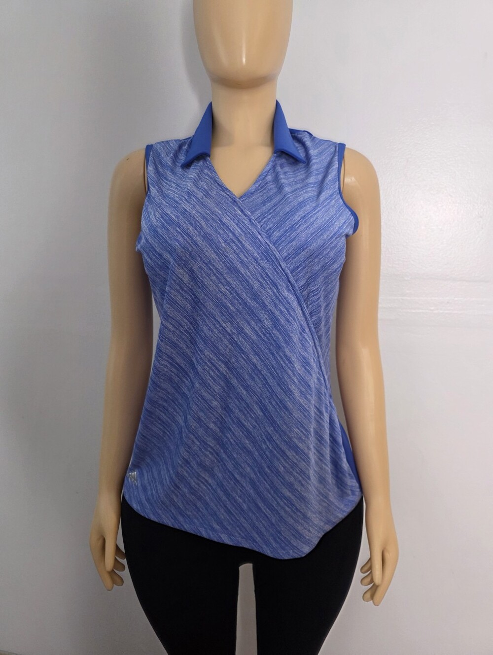 adidas Blue Heathered Sleeveless Wrap-Style Tank Size US/M